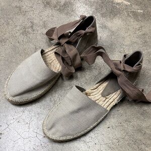 Vince Camuto Gray Espadrilles with Brown Ribbon